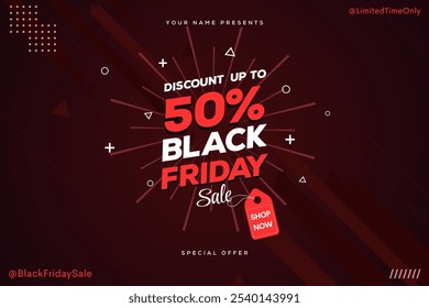 Plantilla de publicación de redes sociales de Black Friday, venta de Black Friday, Plantilla de oferta exclusiva Diseño de Anuncio para Black Friday, Hasta 75% de descuento, 50%, 70% de descuento, 80% de descuento con múltiples fondos, Plantilla de oferta.