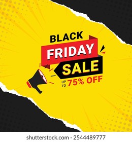 Black Friday Social Media Post Template, Black Friday Sale, Exclusive Offer Template. Banner-Design für schwarzen Freitag, bis zu 75% Rabatt, 50%, 70% Rabatt, 80% Rabatt mit mehreren Hintergrund, Angebotsvorlage.