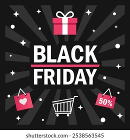 Black Friday Social Media Poster Design on Dark Background with Bold Sale Message