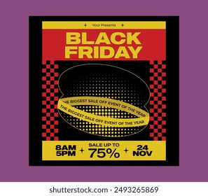 Medios sociales del Black Friday. Ilustración vectorial. Lugar para el texto.