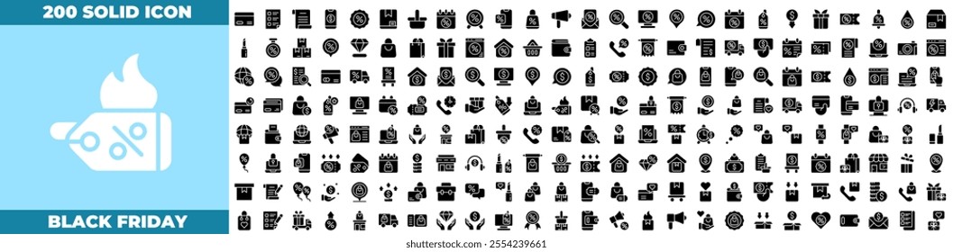 Black Friday Solid Editable Icons set.