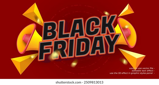 Black friday special offer with 3D style editable text effect