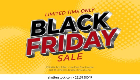 Black friday special offer banner with 3d text editable style effect template