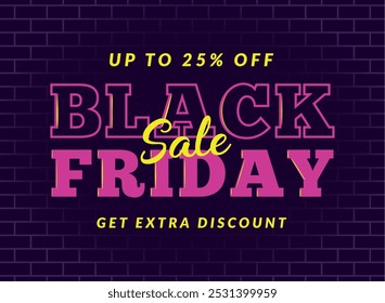 Oferta especial Black Friday com desconto em estilo neon, Vetor