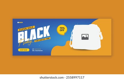 Black Friday special offer Facebook cover banner template or ladies' handbag sale social media cover design and products sale web banner design