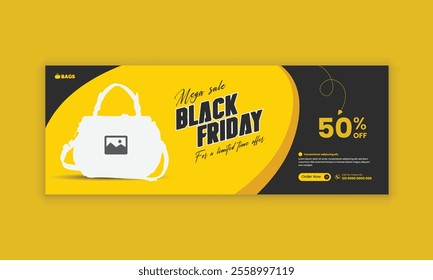 Black Friday special offer Facebook cover banner template or ladies' handbag sale social media cover design and products sale web banner design