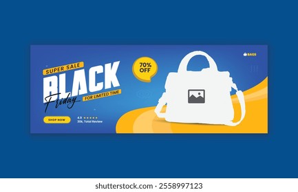 Black Friday special offer Facebook cover banner template or ladies' handbag sale social media cover design and products sale web banner design