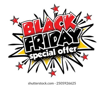Black Friday special offer lettering. For Black Friday promotion in posters, flyers, banners, advertisements in comic style. Vector on transparent background