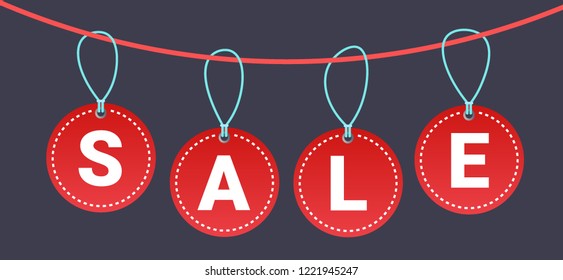 black friday special offer poster shopping prize tags with sale text holiday promotion concept horizontal banner flat vector illustration