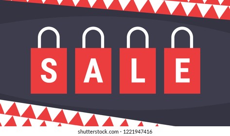 black friday special offer poster shopping prize tags with sale text holiday promotion concept horizontal banner flat vector illustration