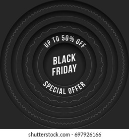 Black Friday Special Offer Poster. Super Sale Trendy Vector Illustration on Black Background.
