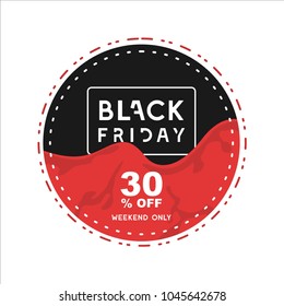 Black friday special offer round with dashed lines