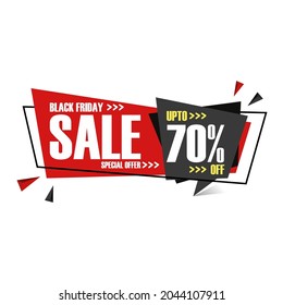 Black Friday. Special promotion offer. upto 70% off, price reduction. Black Friday guaranteed sale sticker, badge or label. Marketing vector illustration. Today discount clearance