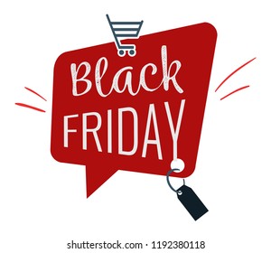 Black Friday speech bubble with trolley logo sign