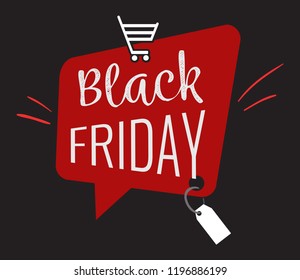 Black Friday speech bubble with trolley logo sign