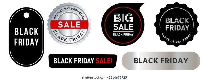 Black Friday stamp promotion offer colorful badge special sale limited time advertisement design set collection