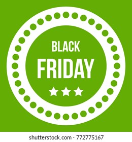 Black Friday sticker icon white isolated on green background. Vector illustration