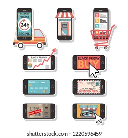 Black Friday Sticker Set, Online Purchase, Shopping, Buying
