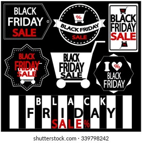 Black Friday Stickers Set. Vector Illustration.