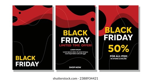 "Black Friday story template featuring black, red, and yellow colors."