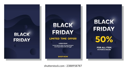 "Plantilla de la historia del Viernes Negro con colores azul oscuro, amarillo y blanco".