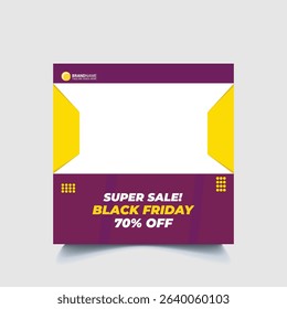 Black Friday Super Sale 70 Off Promotion post design for social media