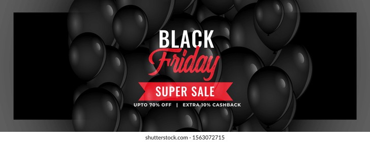black friday super sale banner with balloons