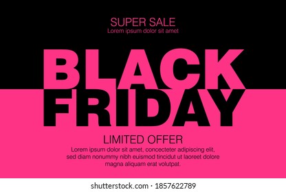 Black friday super sale banner with black and red background