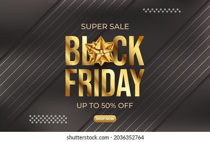 Black friday super sale banner for promotion with golden style