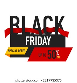 Black Friday Super Sale. Banner, poster, dark background. Horizontal banner, big percent discount label. Creative marketing concept, poster, website header. vector illustration