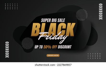 Black friday super sale banner  with abstract black shapes background
