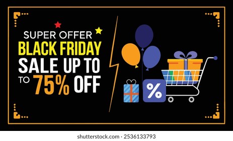 Black Friday super sale banner template with flying coupons or vouchers, isolated on dark background. Coupons or vouchers giveaway event background. Coupon codes. Vector illustration. Vector