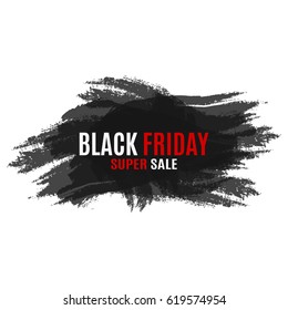 Black Friday super sale. Banner in the grunge style with white and red text. Place for your projects. Transparent overlay. For the web