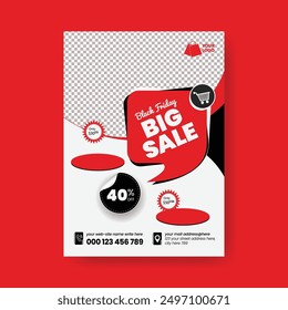Black Friday super sale discount offer print flyer or poster template, cyber Monday offer design