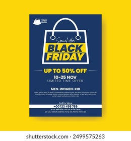 Black Friday super sale discount offer print flyer or poster template design