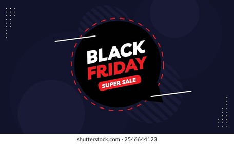 Black Friday super sale editable banner template design with a sleek light white, dark black gradient, blue gradient background, and bold red shapes perfect for promotions and discounts