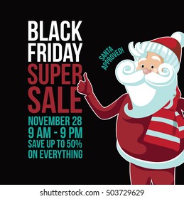 Black Friday super sale marketing template. Santa approved. EPS 10 vector.