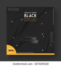 Black Friday Super Sale. Realistic black gifts boxes. Pattern with gift box with red bow. Dark background golden text lettering. Horizontal banner, poster, header website. vector illustration