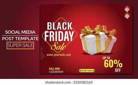 Black Friday Super Sale. Realistic  gifts boxes. Pattern with gift box bow. Dark background text lettering.  Poster, Banner, Social post Template.