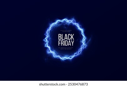 Black Friday Super Sale. Realistic luminous round frame. Discount banner for the holidays. PNG. Light Twirl. Curve light effect of line. Luminous circle.