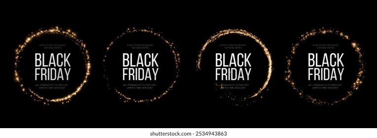 Super Venta del Black Friday. Marco blanco de luz redonda luminosa de neón realista. Anuncio de descuento para las vacaciones. PNG. Torbellino de neón ligero. Efecto de luz curva del polvo de neón. Círculo luminoso de luz.