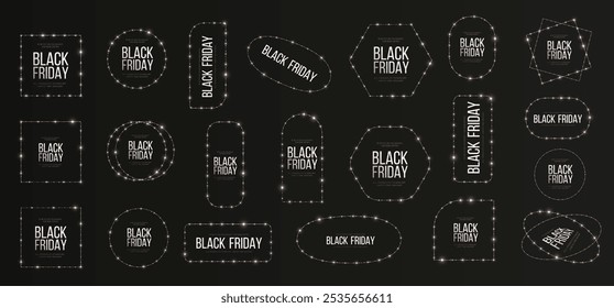 Black Friday Super Sale. Realistic neon luminous round frame set. Discount banner for the holidays. PNG. Light neon Twirl dust. Curve light effect of neon line. Luminous blue circle.	