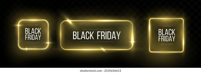 Black Friday Super Sale. Realistic neon luminous round frame set. Discount banner for the holidays. PNG. Light neon Twirl dust. Curve light effect of neon line. Luminous blue circle.	