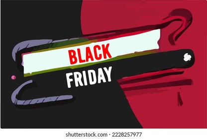 Black Friday Super Sale. Red, Black And Gold Colors Illustration Vector Cartoon Drawing