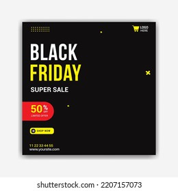 Black Friday Super Sale Social Media Post Template, Instagram Post Template, Social Banner