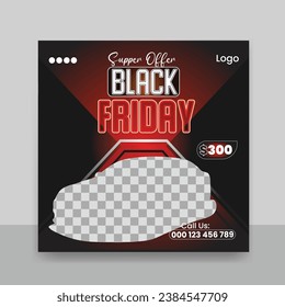 Black friday super sale social media post design
