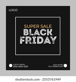 Black Friday super sale social media banner template
