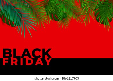 Black Friday Super Sale. Summer tropical leaf palm leaves frame. summertime background vector illustration