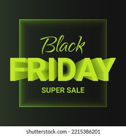 black friday super sale text in square design with 3d text effect
