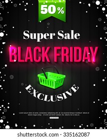 Black Friday Super Sale. Vector illustration